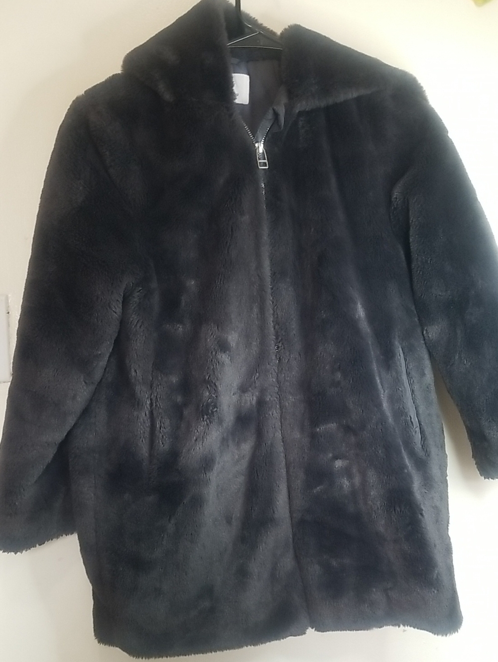 Zara Black Faux Fur Teddy Jacket with Hood